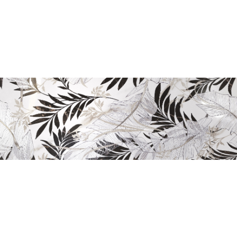 Fanal Carrara Leaves Black Gloss 31,6 x 90 cm